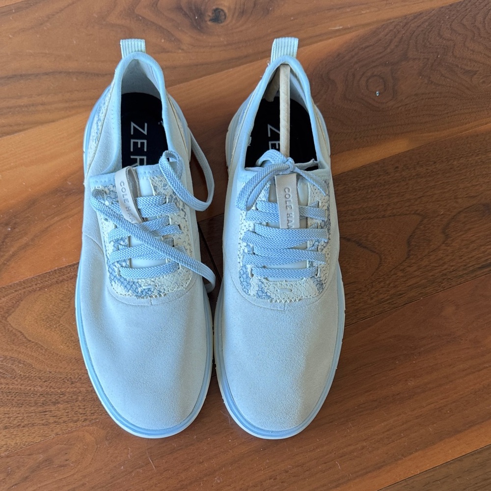 Cole Haan Sky Blue snakeskin sneakers